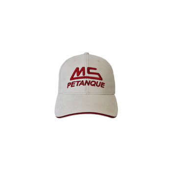 Casquette MS Pétanque Suédine Sable et Rouge 1