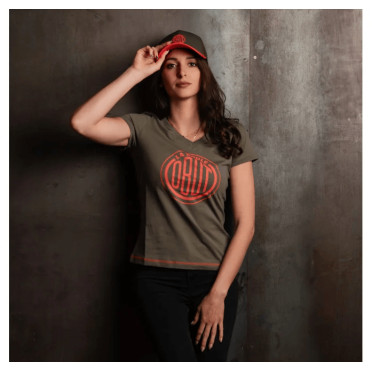 Casquette Kaki logo vintage orange 3